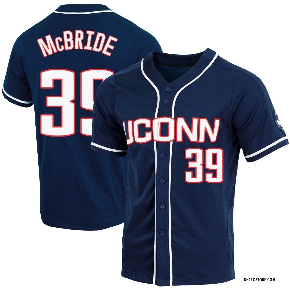 Bobby McBride Replica White Men's UConn Huskies Colosseum /Navy Free  Spirited Baseball Jersey - UConn Store